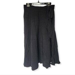 NEW Elle Black Tie Waist Faux Wrap Mid Length Skirt Size XS
